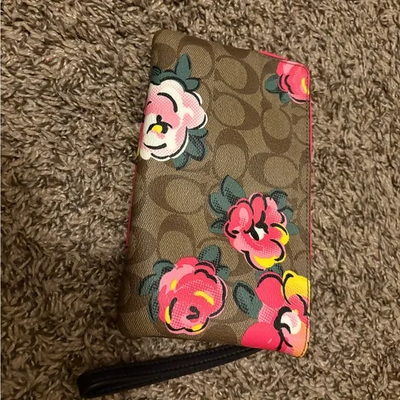 Coach Floral Print Signature Backpack & Wristlet - Brown/Pink - Picture 14 of 16